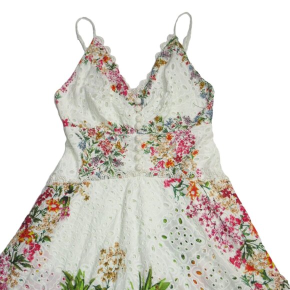 NWT FARM Rio Delicate Forest Scarves Midi in White Floral Eyeler Tank Dress S - Picture 4 of 9